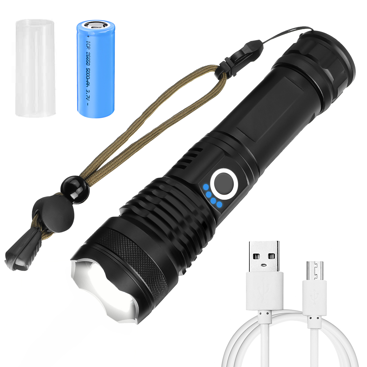 LIUMY-P50-LED-Zoomable-Flashlight-Set-with-26650-Battery-USB-Cable-Power-Display-USB-Rechargeable-LE-1819595-1