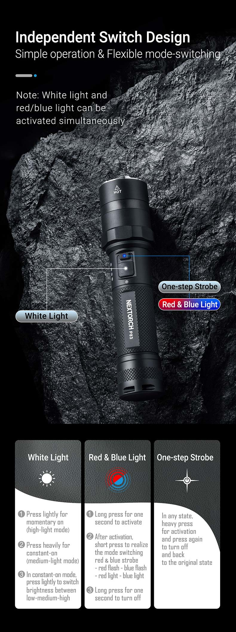 NEXTORCH-P83-Multi-light-Source-One-step-Strobe-Tactical-Flashlight-1300lm-280m-High-Output-18650-Ty-1959441-3