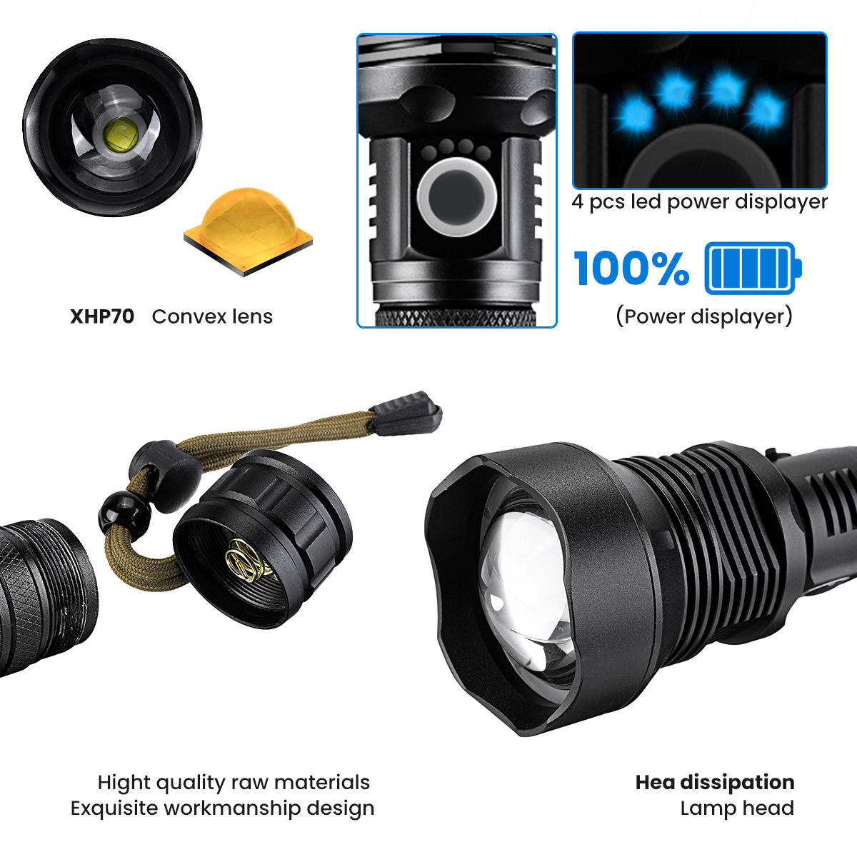 OUTERDO-XHP702-90000-Lumens-26650-Battery-LED-Flashlight-USB-Rechargeable-Outdoor-Waterproof-Tactica-1890704-4