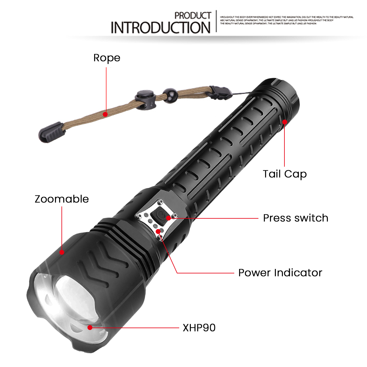 XHP90-Zoomable-Flashlight-5-Modes-USB-C-Rechargeable-Searchlight-Hunting-Camping-Fishing-1894190-2