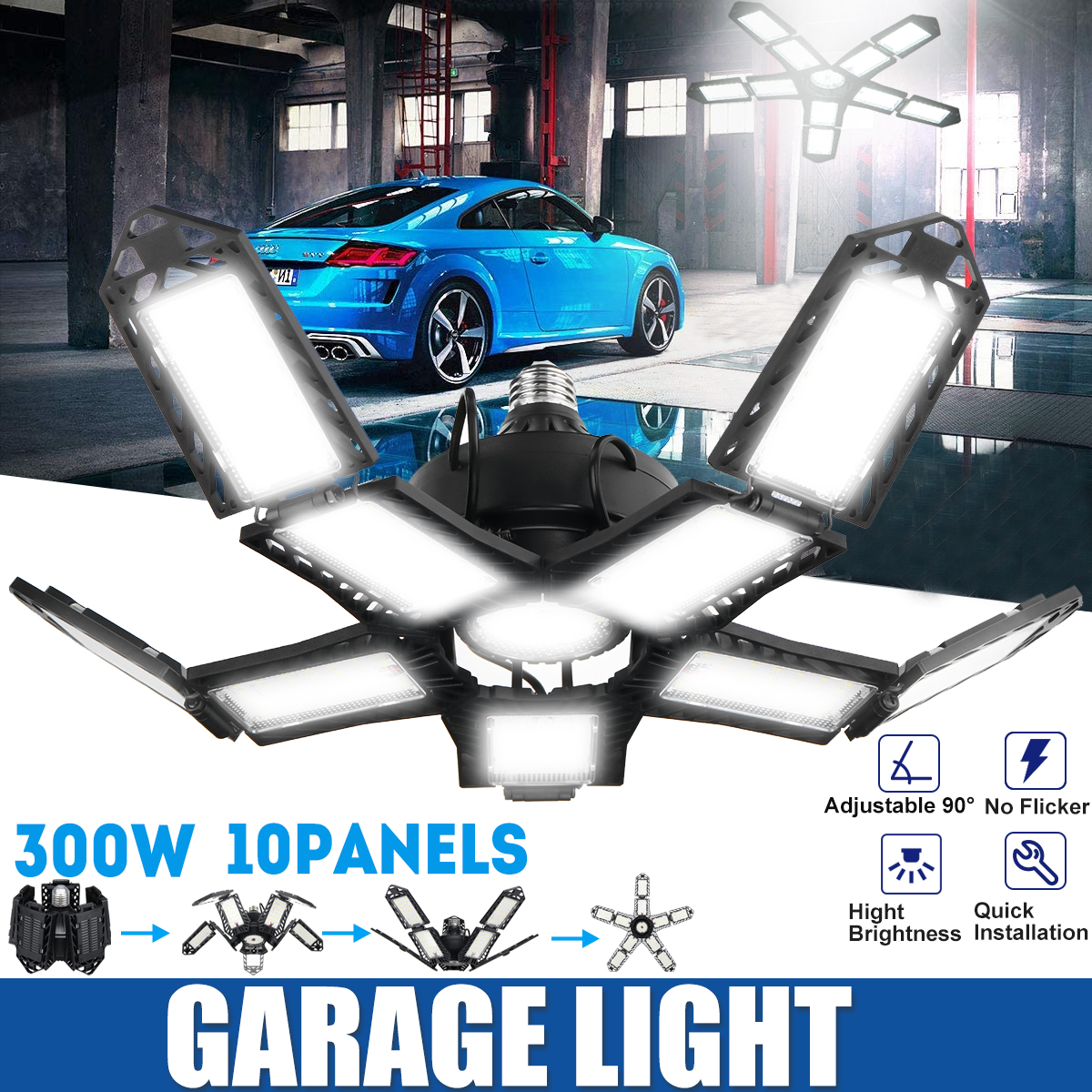 15000LM-E26E27-LED-Garage-WorkShop-Light-Home-Ceiling-Fixture-Deformable-Lamps-1851139-1