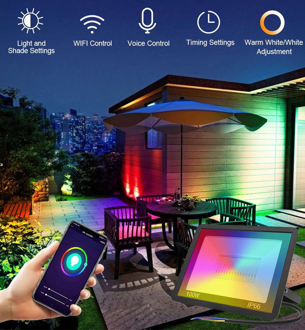 30W50W100W-220V-RGB-Smart-LED-Floodlight-RGB-CCT-Wirelessly-Dimmable-Support-Voice-ControlSmartphone-1948121-1