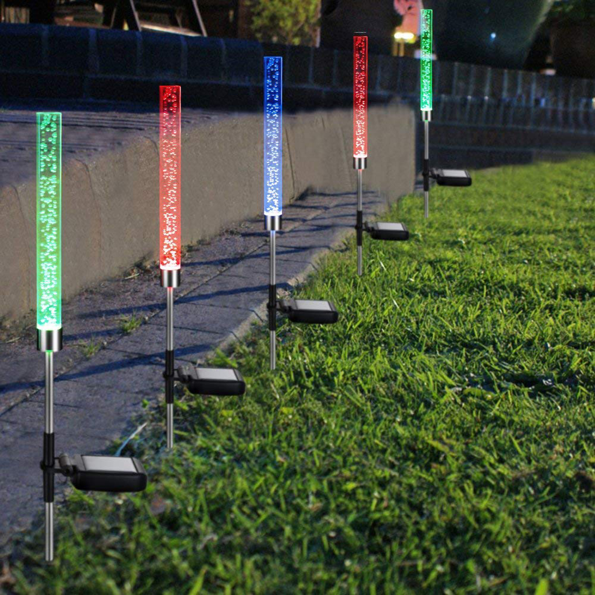 2Pcs-Bubble-LED-Stick-Light-Solar-Powered-Garden-Lawn-Landscape-Path-Lamp-Decorations-1346263-1