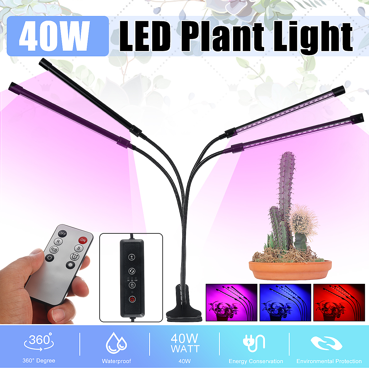 4-Head-40W-Full-Spectrum-LED-Grow-Light-Flexible-Pot-Plant-Flower-Vegetable-Growing-Lamp-with-Timer--1710489-1
