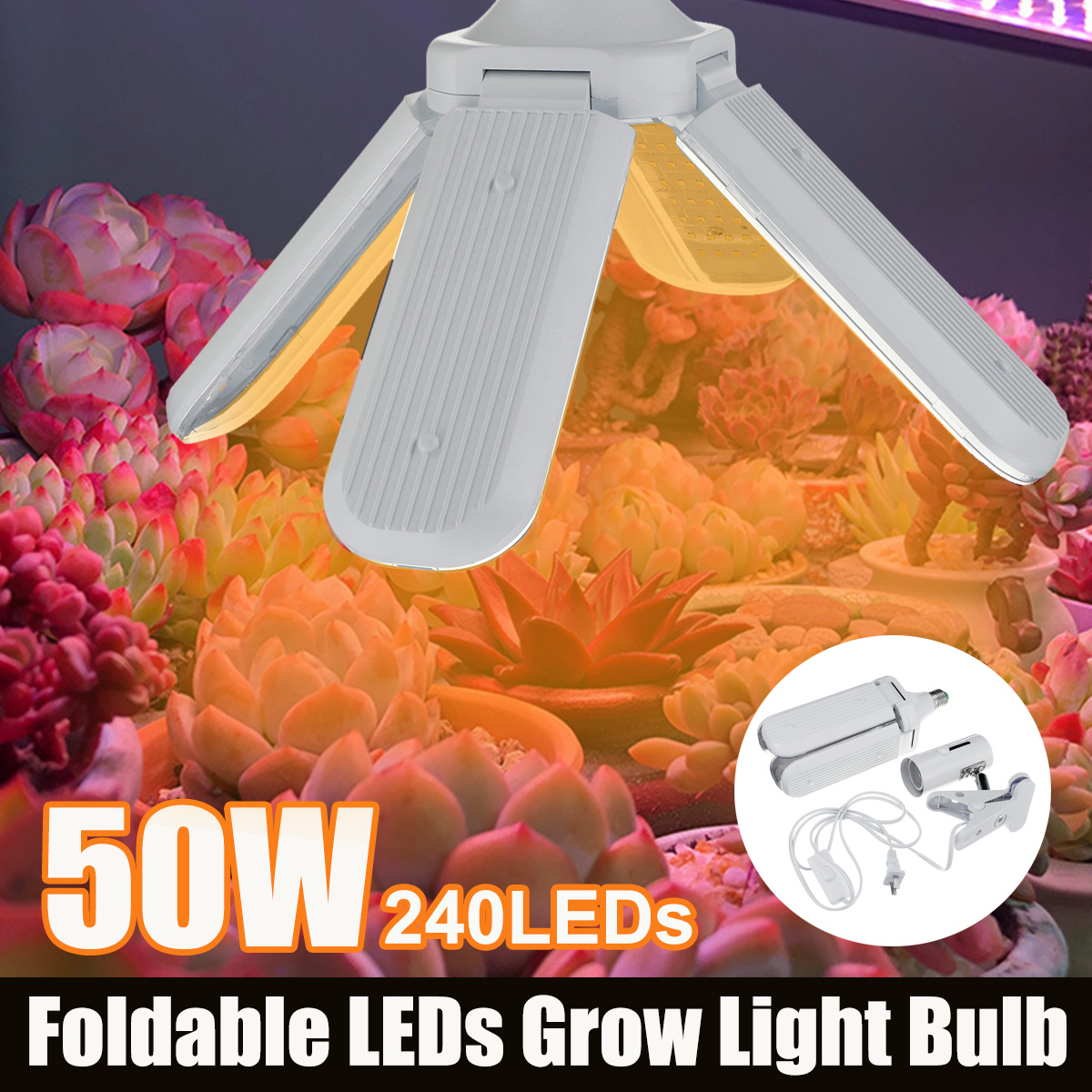 AC110-265V-50W-2835-Four-Leaf-Foldable-E27-240-LED-Grow-Light-Bulb-With-Lamp-Holder-Clip-for-Vegetab-1607491-1