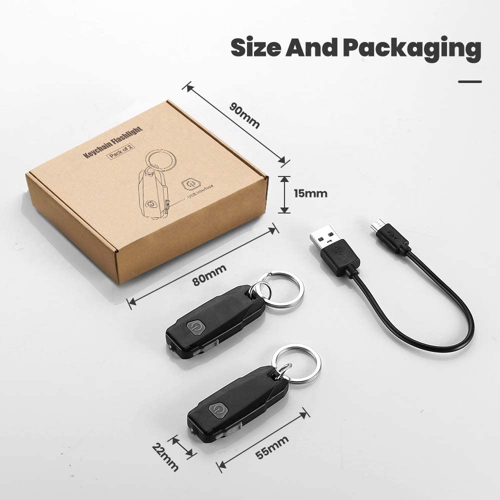 MECO-2-Pack-Mini-Led-Lights-Portable-USB-Rechargeable-Ultra-Bright-Keychain-Flashlight-with-2-Level--1780633-12