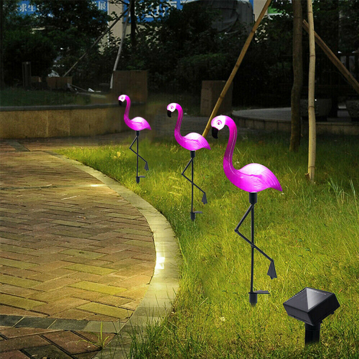 13Pcs-Pink-Flamingo-Lawn-Patio-Yard-Walkway-Garden-Stake-Landscape-Path-Solar-1795112-3