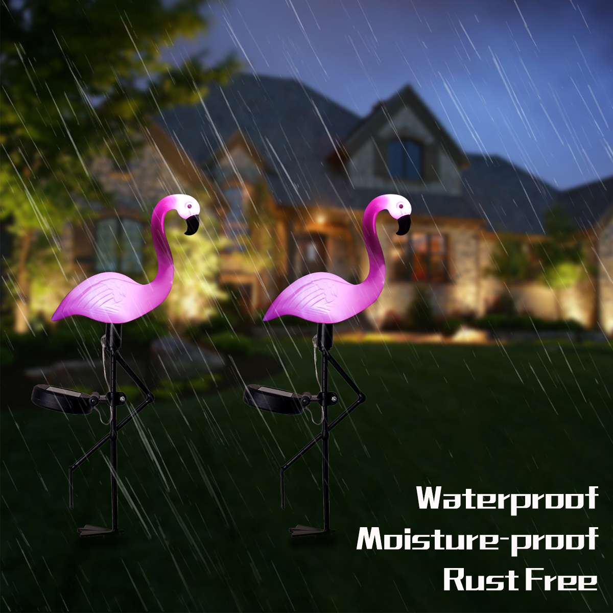 13Pcs-Pink-Flamingo-Lawn-Patio-Yard-Walkway-Garden-Stake-Landscape-Path-Solar-1795112-4