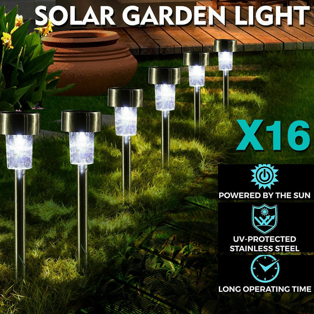 16pcs-LED-Solar-Stainless-Steel-Lawn-Lamps-Garden-Outdoor-Landscape-Path-Light-1513659-1