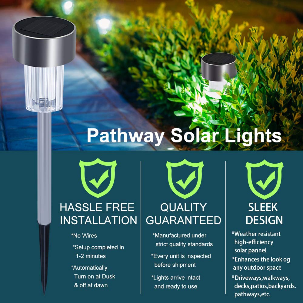 16pcs-LED-Solar-Stainless-Steel-Lawn-Lamps-Garden-Outdoor-Landscape-Path-Light-1513659-2