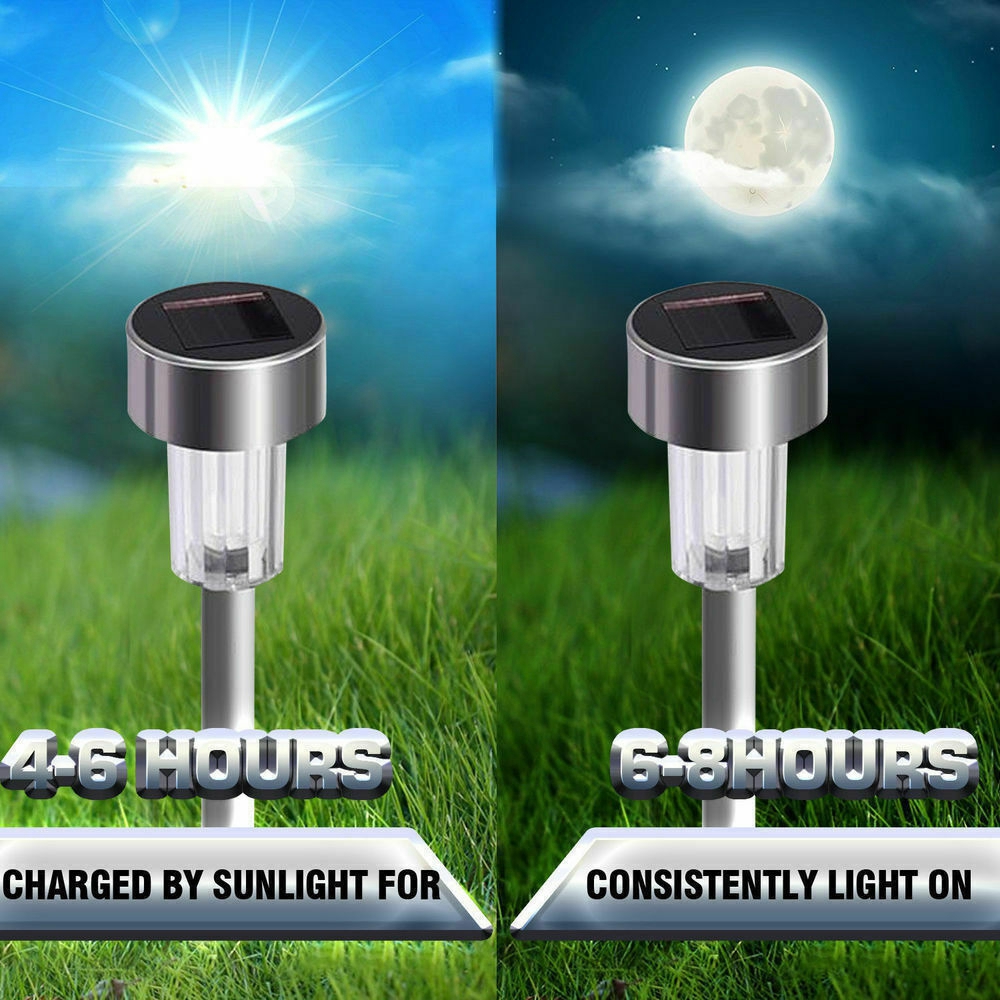 16pcs-LED-Solar-Stainless-Steel-Lawn-Lamps-Garden-Outdoor-Landscape-Path-Light-1513659-5