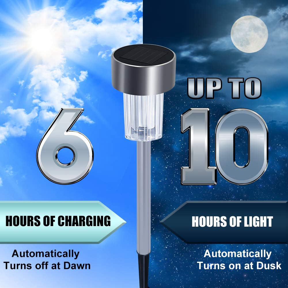 16pcs-LED-Solar-Stainless-Steel-Lawn-Lamps-Garden-Outdoor-Landscape-Path-Light-1513659-6