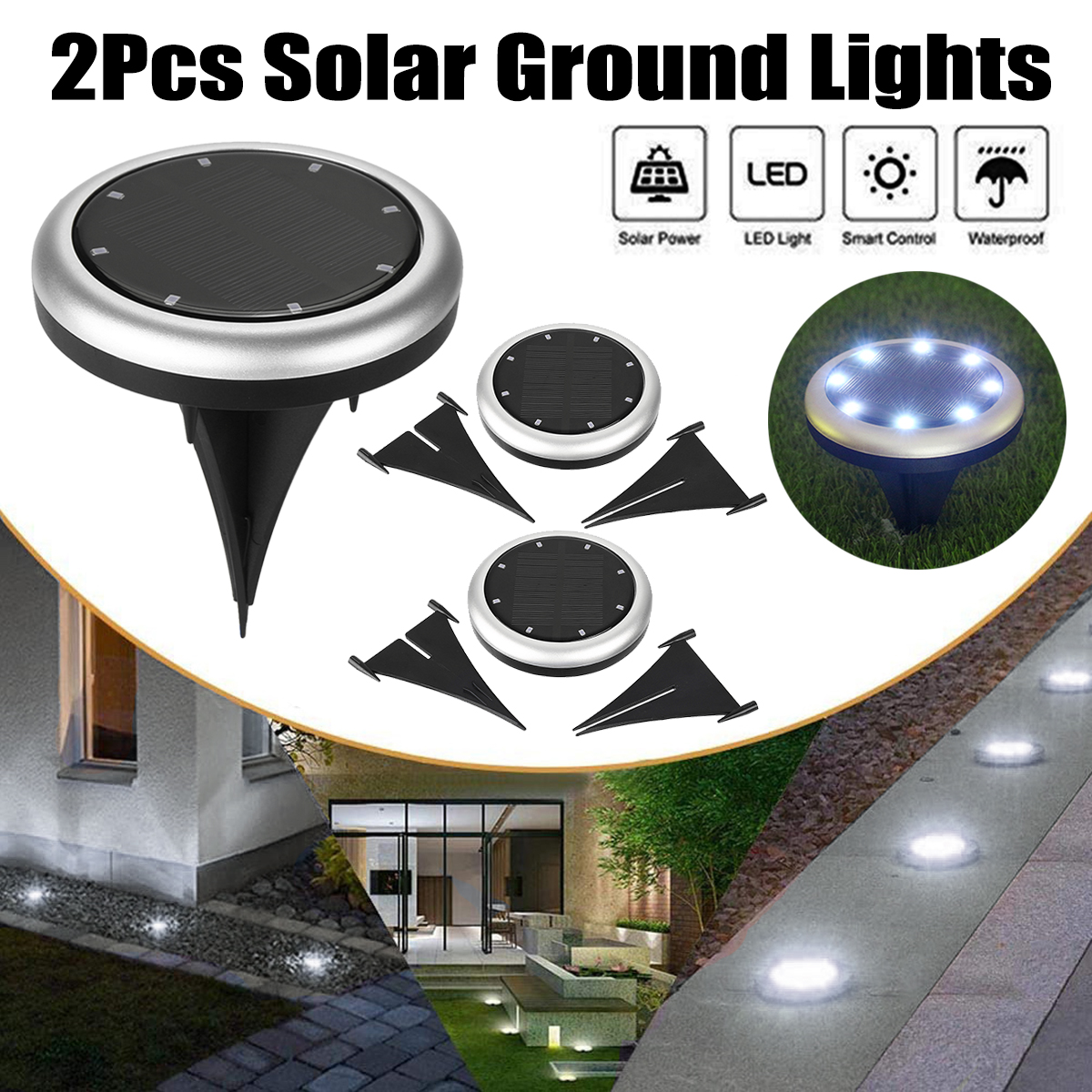 2Pcs-Soalr-Garden-Light-Lawn-Lamp-Outdoor-Disk-Light-Lawn-Lights-Garden-Pathway-Decoration-Waterproo-1817992-1