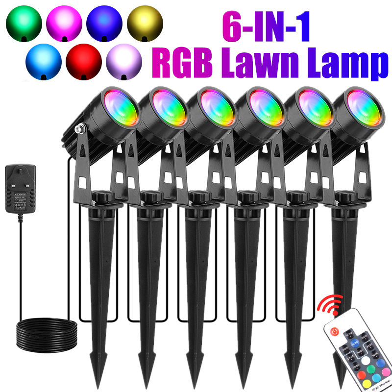 6Pcs-RGB-LED-Garden-Spike-Lights-Outdoor-Spotlights-Landscape-Lamp-Remote-1854127-1