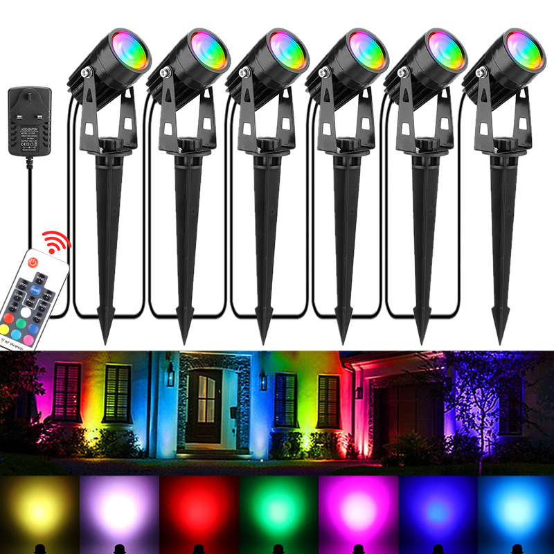 6Pcs-RGB-LED-Garden-Spike-Lights-Outdoor-Spotlights-Landscape-Lamp-Remote-1854127-2
