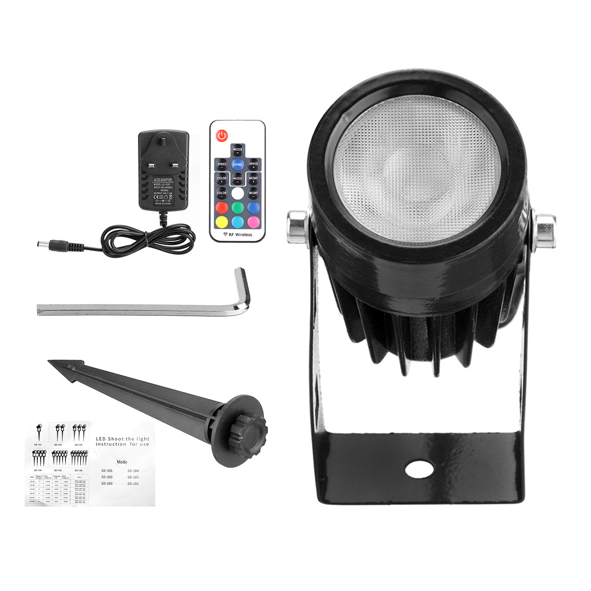 6Pcs-RGB-LED-Garden-Spike-Lights-Outdoor-Spotlights-Landscape-Lamp-Remote-1854127-10