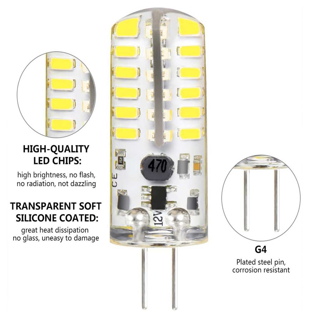 10PCS-DC12V-3W-G4-3014-48SMD-LED-Light-Bulb-Bi-Pin-Base-Capsule-Corn-Lamp-3000K-6000K-Ultra-Bright-L-1890737-4