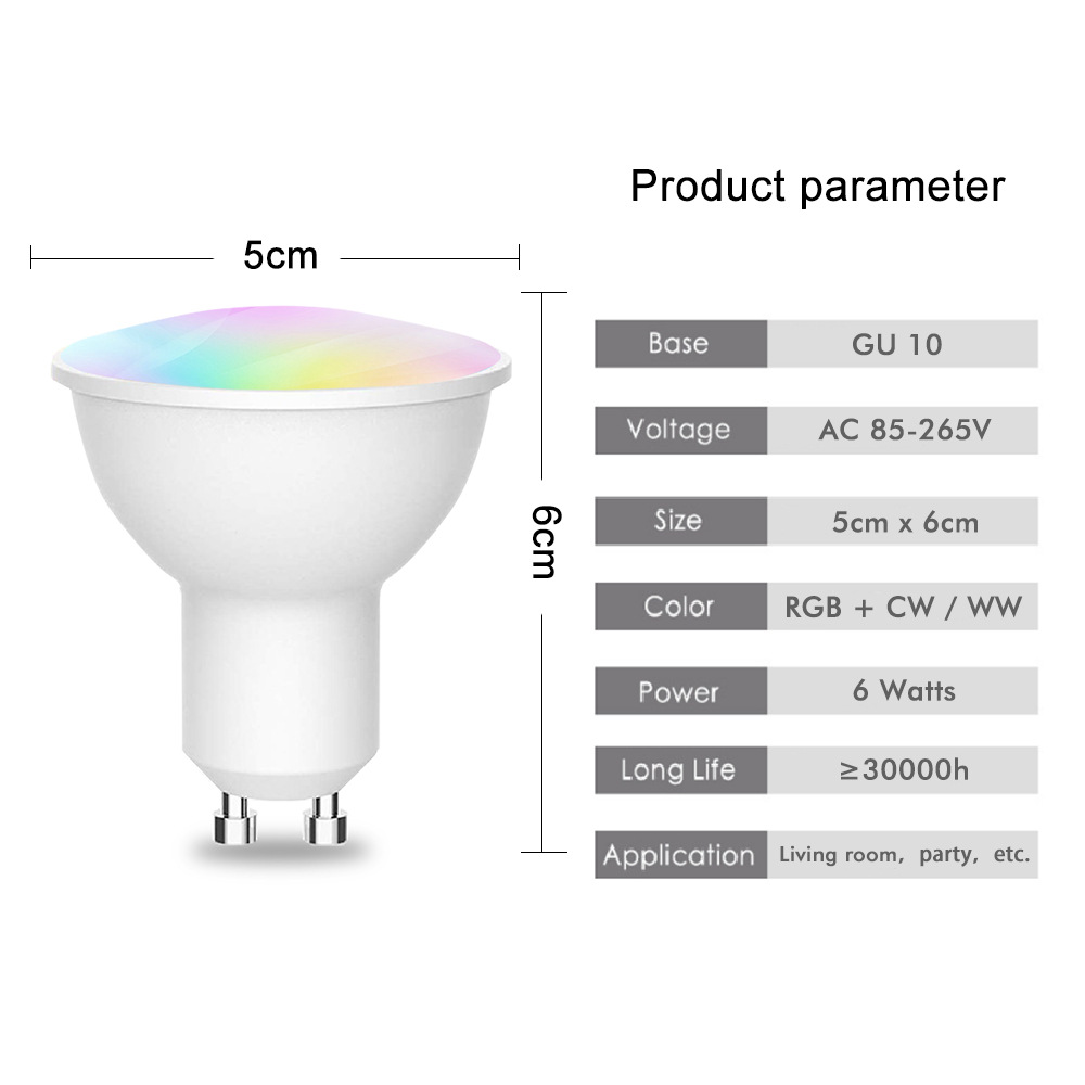 AC85-265V-GU10-6W-LED-Light-Bulb-RGB-WW-CW-New-Tuya-WIFI-Smart-Tuya-Voice-Control-Bulb-1858208-6