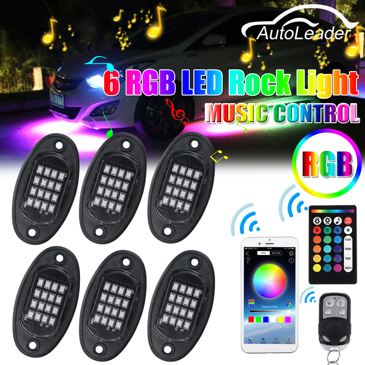 6Pcs-RGB-5050-96-LED-Car-Rock-Light-Underbody-Light-bluetooth-AppRemote-Control-1791452-2