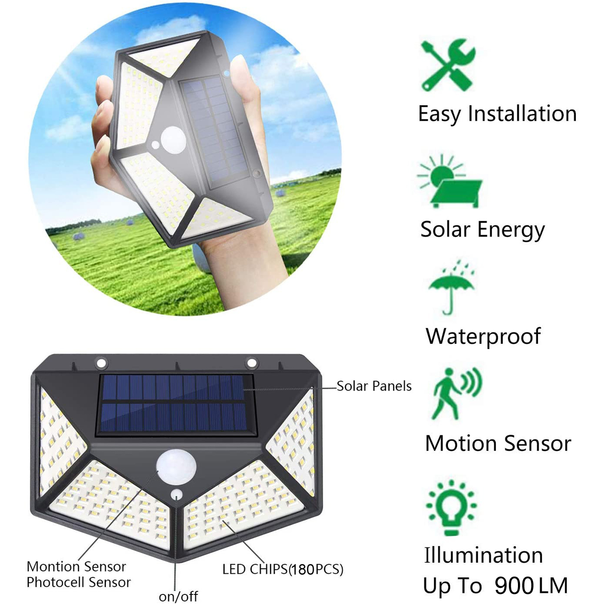 124Pcs-ARILUX-180LED-Outdoor-Solar-Powered-Wall-Lamps-PIR-Motion-Sensor-Garden-Security-Solar-Lights-1712133-2