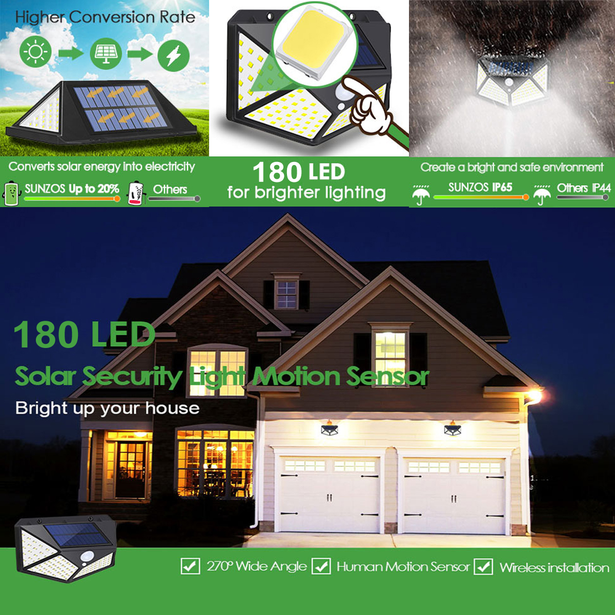 124Pcs-ARILUX-180LED-Outdoor-Solar-Powered-Wall-Lamps-PIR-Motion-Sensor-Garden-Security-Solar-Lights-1712133-3