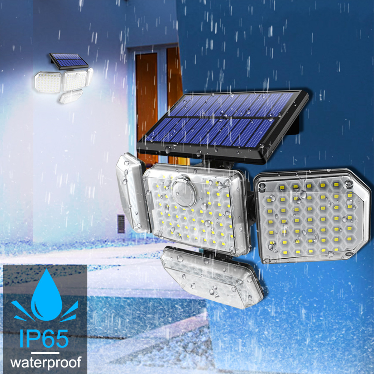 182LED-Solar-Wall-Lamp-Three-head-Induction-Street-Light-Pathway-Lighting-With-Remote-Control-1881796-3