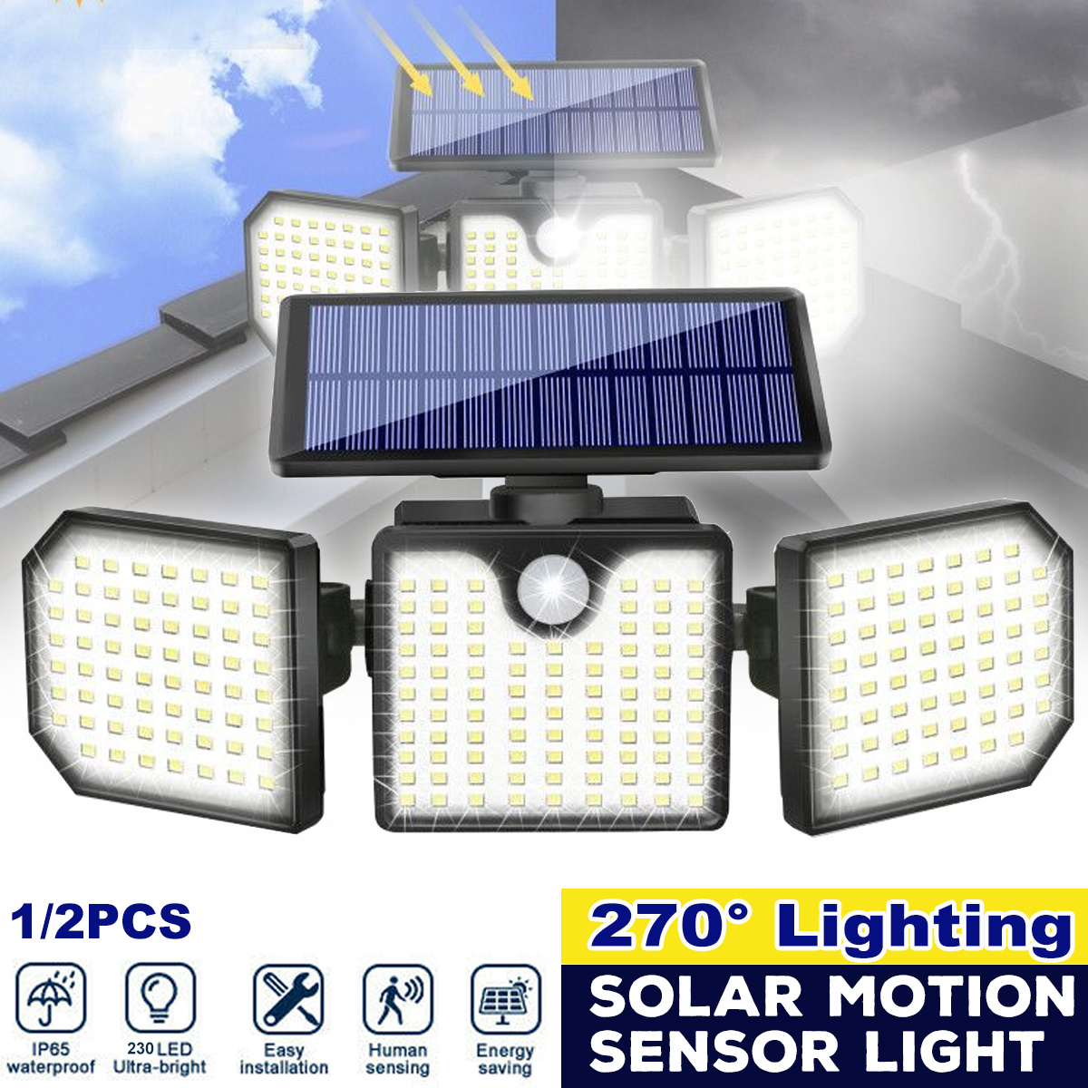 230LEDs-3-Head-Solar-Motion-Sensor-Light-Outdoor-Garden-Wall-Security-Flood-Lamp-1908783-1
