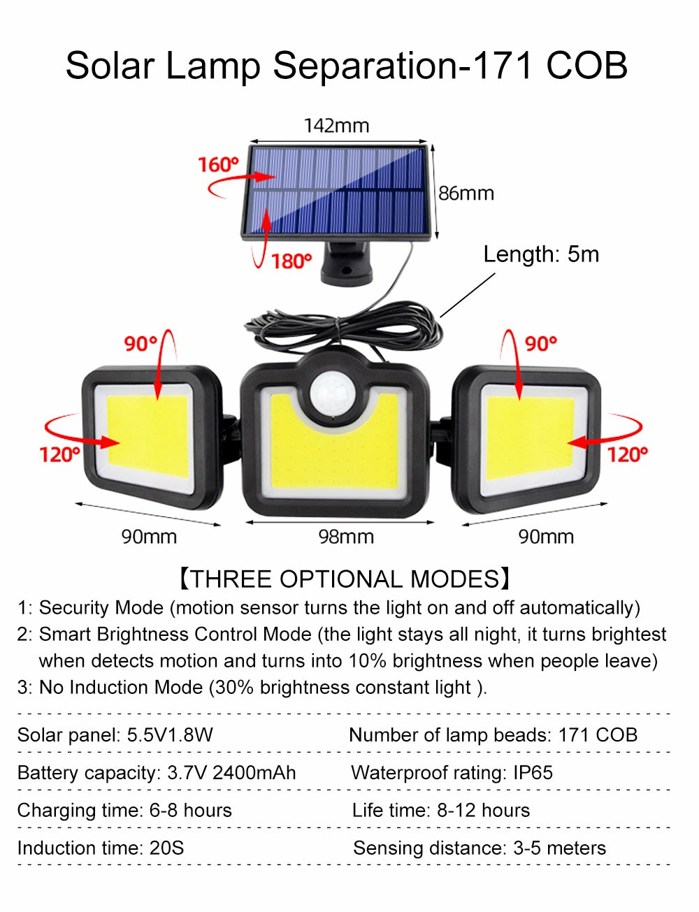 Solar-Lights-Outdoor-171COB-108122138LEDs-Motion-Sensor-Light-3-Head-Remote-Control-Wall-Light-270-W-1828473-8