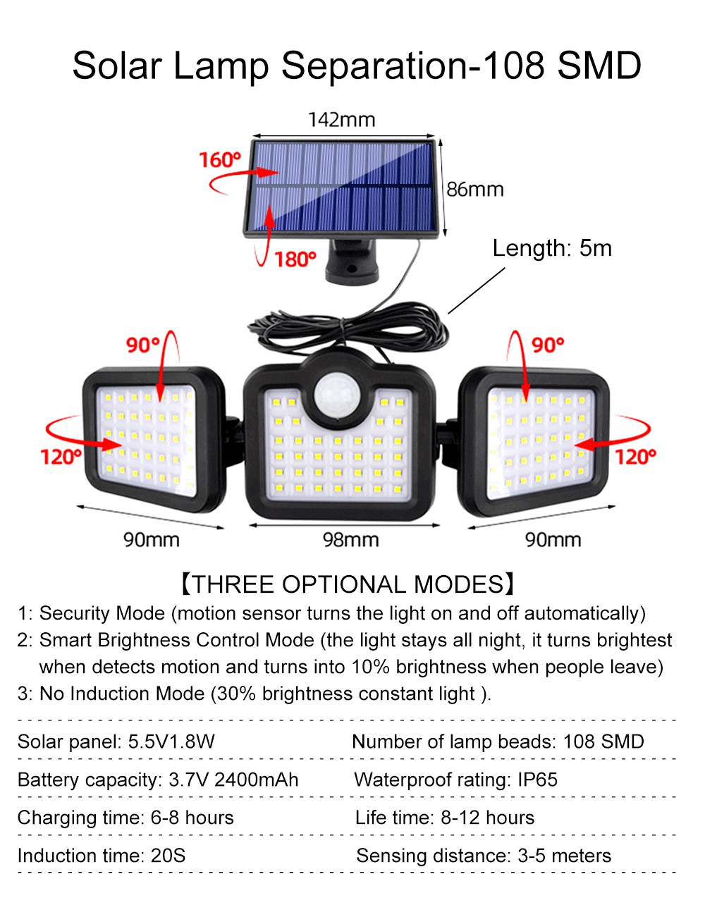 Solar-Lights-Outdoor-171COB-108122138LEDs-Motion-Sensor-Light-3-Head-Remote-Control-Wall-Light-270-W-1828473-10