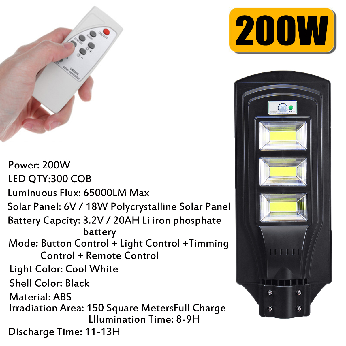 100200300COB-LED-Solar-Street-Light-PIR-Motion-Sensor-Outdoor-Wall-LampRemote-Control-1698096-8