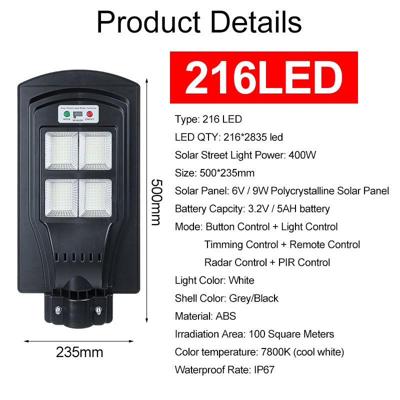 108216324-LED-Solar-Street-Light-PIR-Motion-Sensor-Lamp-Wall-With-Remote-1618943-3