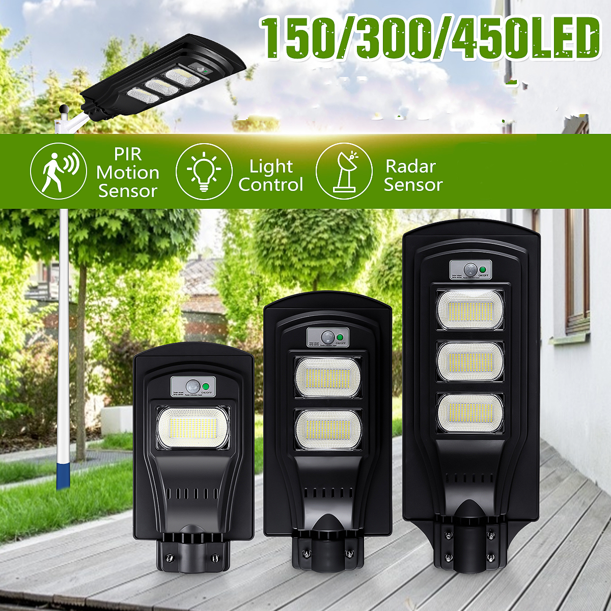 150300450LED-Solar-Light-Black-Shell-Street-Lamp-2835SMD-Waterproof-PIR-Motion-Sensor-Garden-Lightin-1695784-1