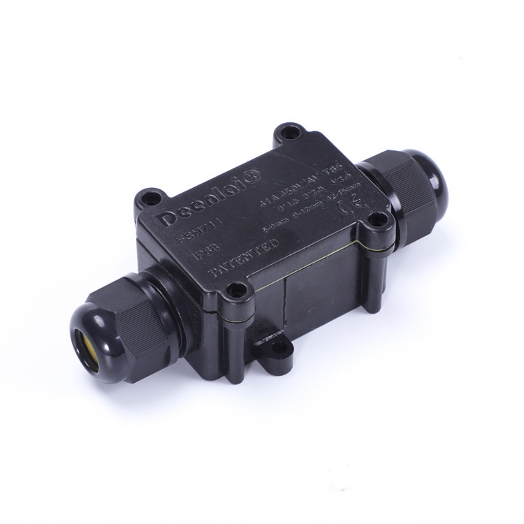 DEENLAI-FSH711-Mini-2-Way-Black-IP68-Waterproof-Wire-Junction-Box-1-In-1-Out-Outdoor-Wire-Box-1819515-2
