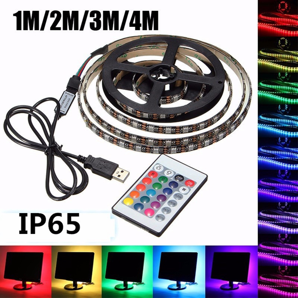 1M-2M-3M-4M-Waterproof-5050-RGB-LED-USB-Strip-Light-TV-Backlilghting-Kit--24Key-Remote-1120052-1