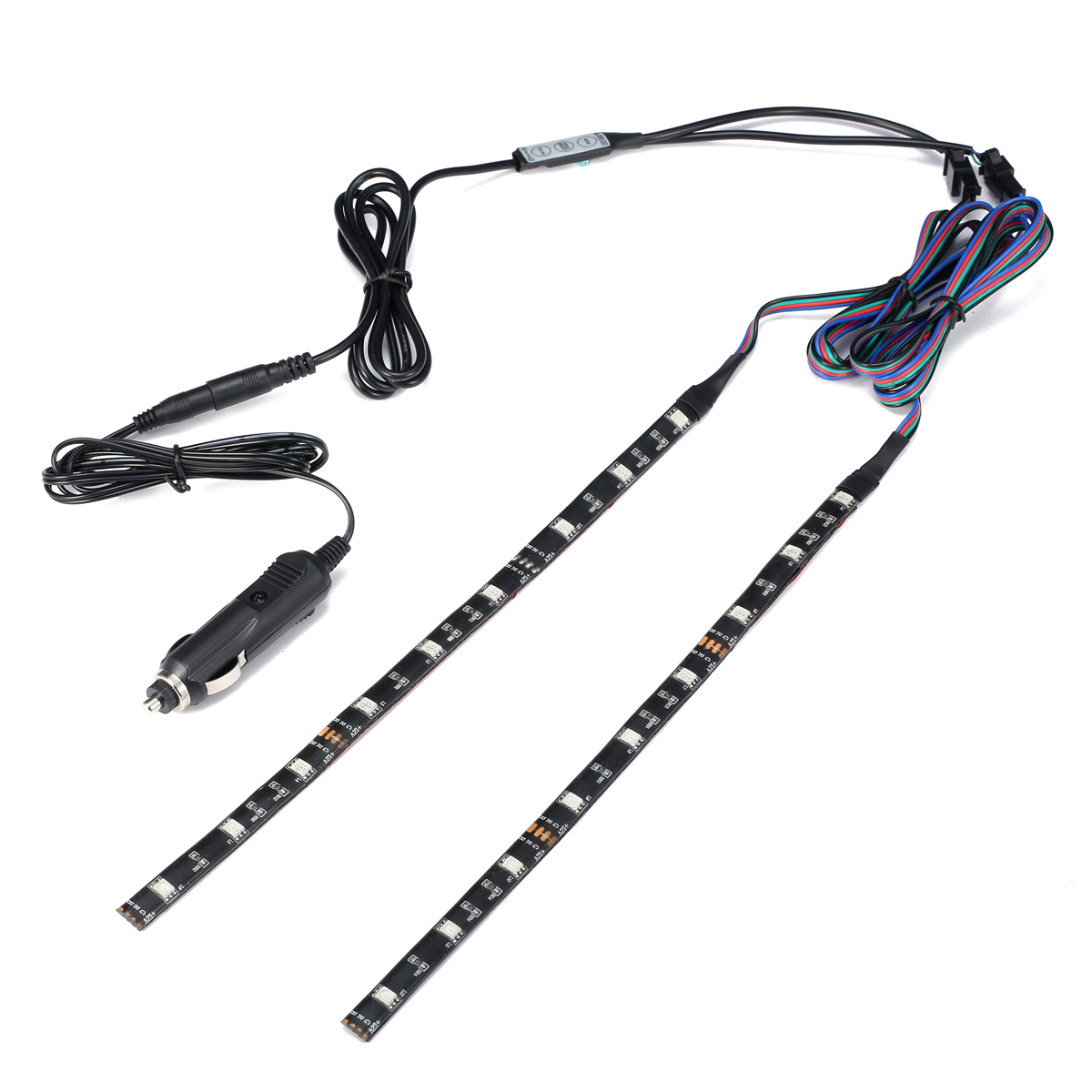 2PCS-30CM-5050-SMD-Waterproof-RGB-LED-Strip-Light-with-DC-Mini-ControllerCar-Charger-DC12V-1209605-1