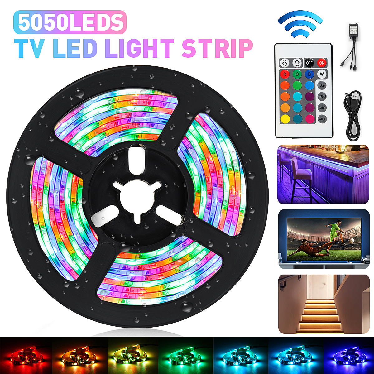 2PCS-50CM-DC5V-USB-Powered-LED-Strip-Light-Waterproof-5050-RGB-Computer-TV-Backlight-Kit--Remote-Con-1731631-1