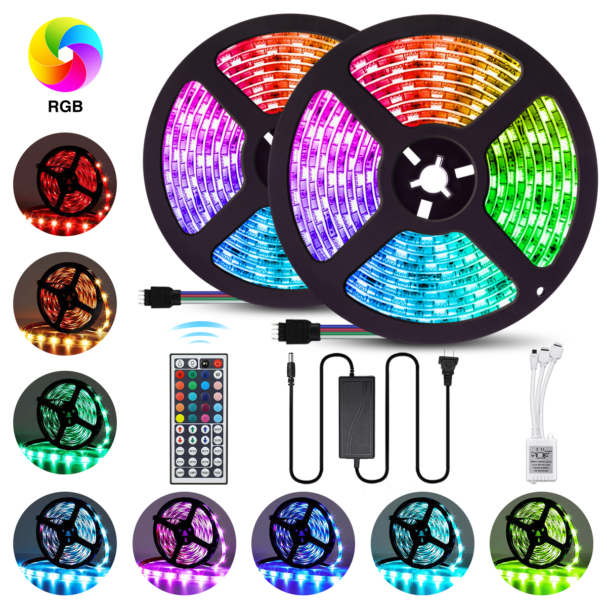 2PCS-5M-LED-Strip-Light-IP65-5050-RGB-Flexible-TV-Backlight-DC12V-With-44Keys-Remote-Control--Power--1705575-1