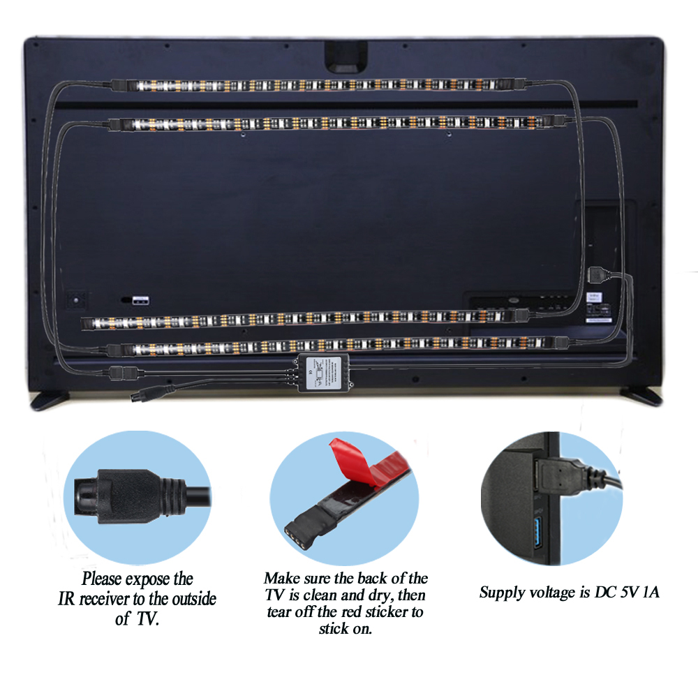 4PCS-SOLMORE-50cm-Waterproof-USB-RGB-LED-Strip-Lights--Remote-For-TV-Backlight-Computer-Background-1943493-4