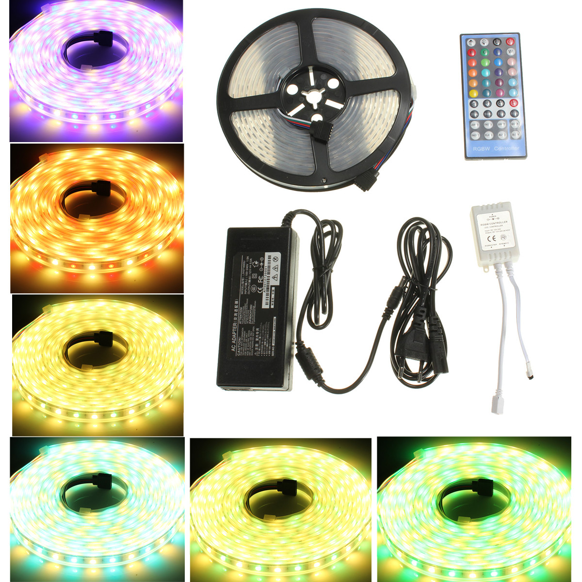 5M-5050-300LEDs-RGBWarm-White-Flexible-LED-Strip-Kit-with-40-Key-RGBW-Remote-Controller-1894157-1