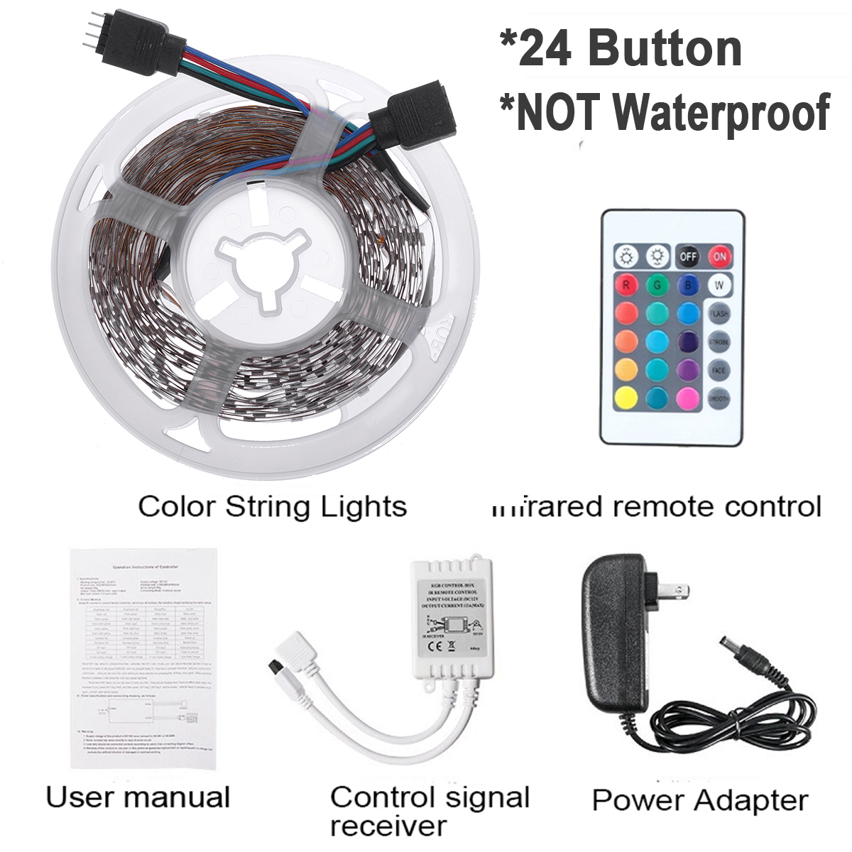 DC12V-2835SMD-5M-300LED-Strip-Light-Waterproof-Non-waterproof-RGB-Lamp--2444-key-IR-Controller-Power-1651587-2