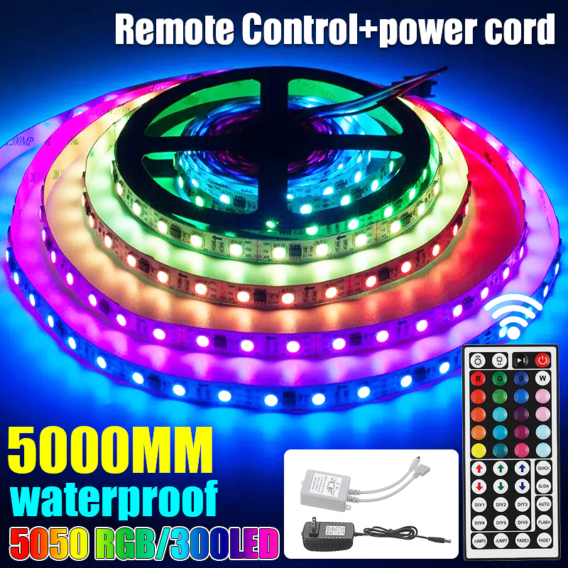 DC12V-5M-5050-RGB-300LED-Strip-Light-WaterproofNon-waterproof-Tape-Lamp--44-Key-Remote-Control--3A-P-1719700-1