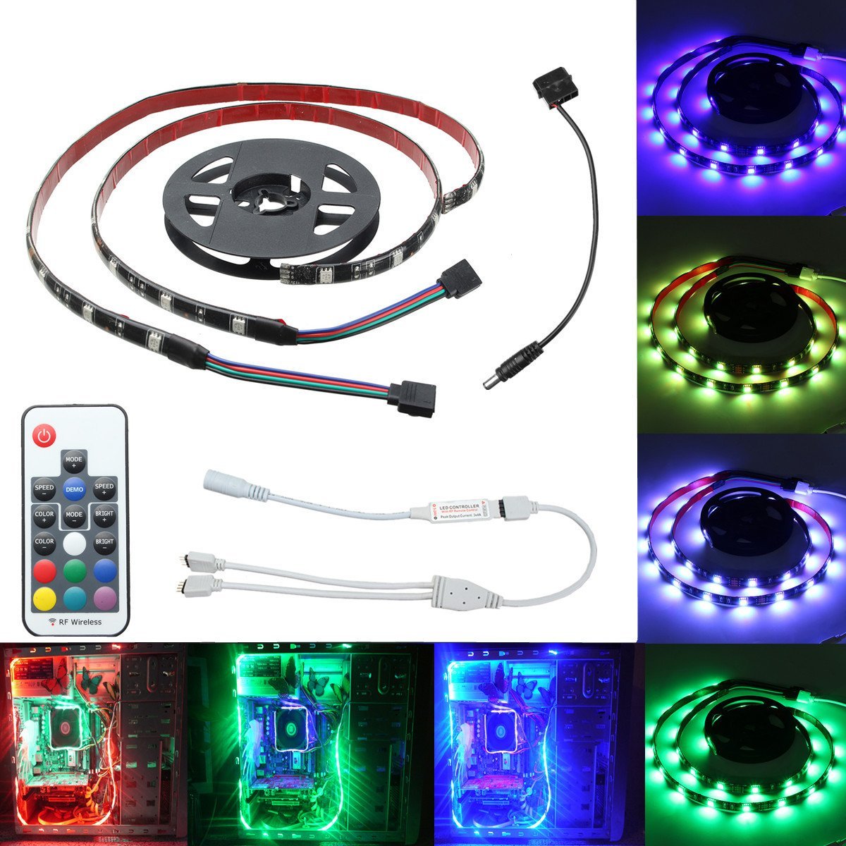 2PCS-50CM-5050-SMD-17-Keys-Remote-Control-LED-Strip-Lighting-for-Home-Decoration-1151736-1