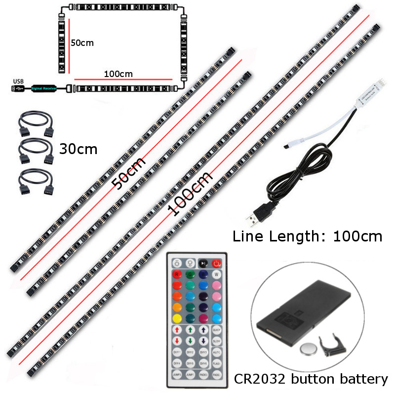 2x50CM--2x100CM-USB-SMD5050-RGB-LED-Strip-Light-TV-Backlight-Bar-Kit--Remote-Control-for-DC5V-1253106-5