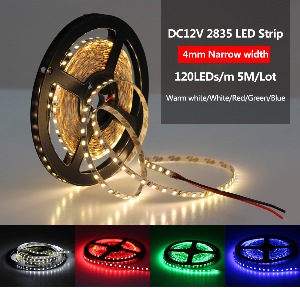 4mm-Narrow-Width-DC12V-5M-2835-Flexible-LED-Strip-Light-Non-Waterproof-for-Home-Indoor-Bed-Decor-1588852-1