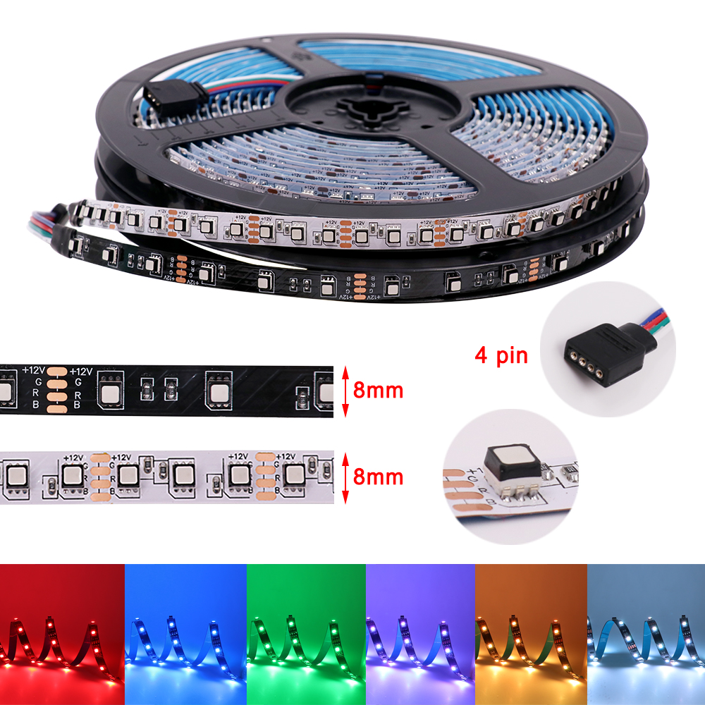 5M-DC12V-8MM-SMD3535-White-Black-PCB-Non-waterproof-RGB-300LED-Strip-Light-for-Indoor-Home-Decoratio-1531497-1