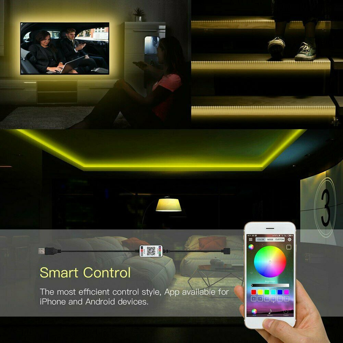 Bakeey-5V-USB-Power-LED-Strip-Lights-3528-RGB-TV-Backlight-Bluetooth-APP-Remote-Music-1654807-1