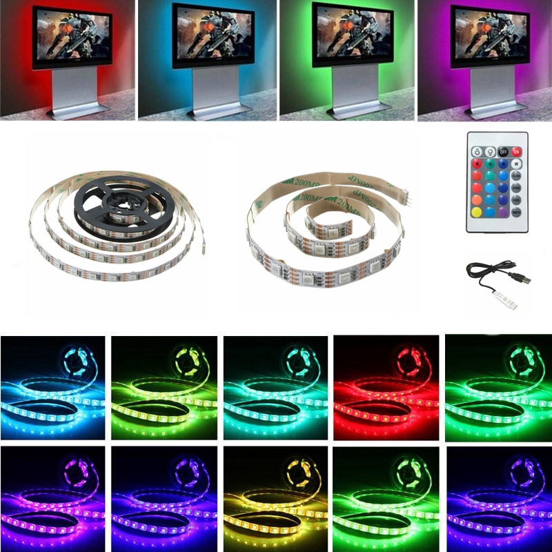 USB-DC5V-SMD5050-RGB-LED-White-Tape-TV-Background-Strip-Light-with-Remote-Controller-Non-waterproof-1095215-1
