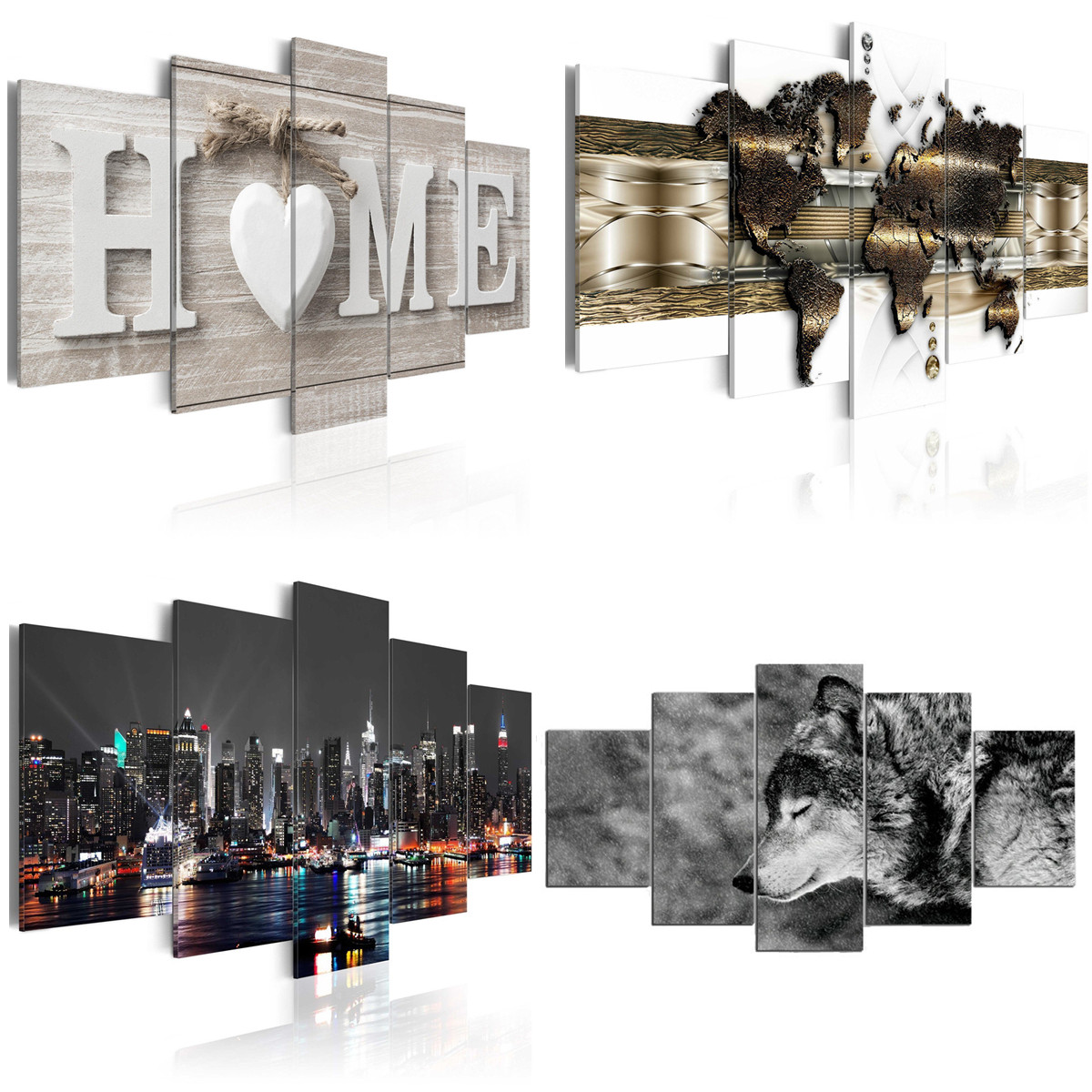 5-Panels-Love-HOME-Wall-Art-Print-Pictures-Canvas-Wall-Prints-Unframed-Paper-1445288-2