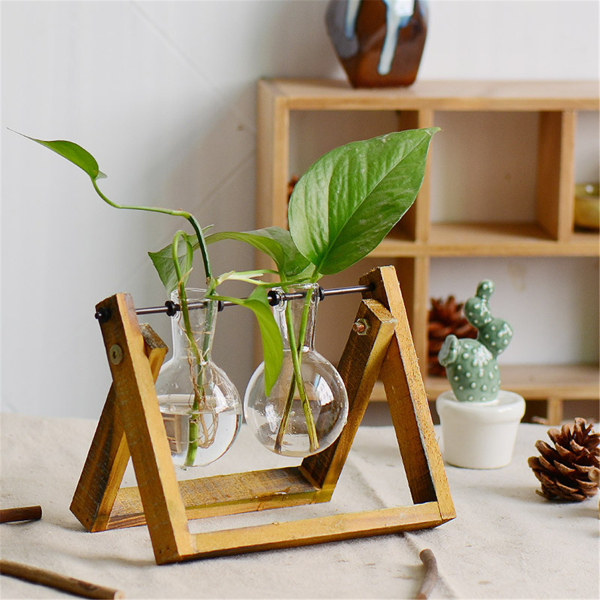 Wooden-Stand-Glass-Terrarium-Container-Hydroponic-System-Plant-Planter-Flower-Pot-Desk-Decoration-1436739-2