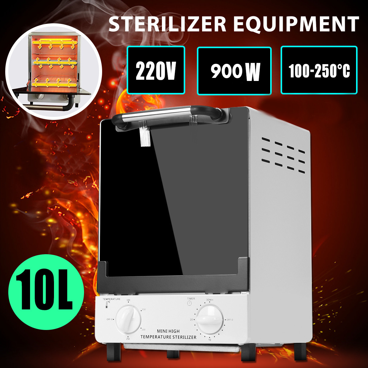 DANCINGNAIL-10L-900W-High-Temperature-Sterilizer-Double-Deck-Heat-Sterilizer-220V-for-Dental-Medical-1411469-1